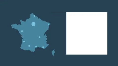 France map animation with map of Europe, cities and text placeholder. Stock Footage