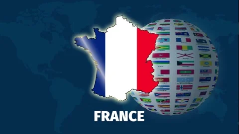 France map animation with rotating flag globe background Stock Footage 327576898