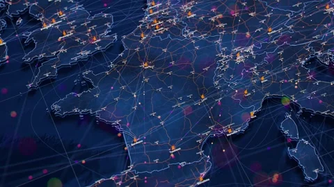 France map big data visualization. Futuristic digital map with data flow Stock Footage 334920549