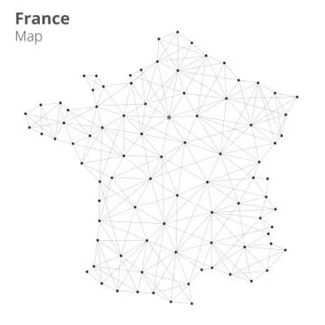 France map in blockchain technology network style. Illustrazione stock