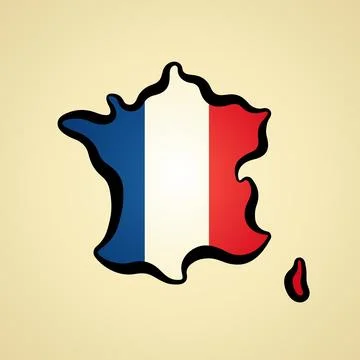 France - Map colored with flag Stock Illustration