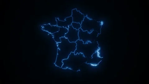 France Map Cyber Technology Showing Up Intro With New Regions Stock Footage 143900718