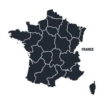 France Map Dark Navy Filled with Region Borders Stock Illustration