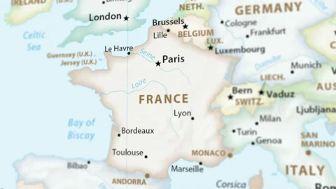 France on a Map with Defocus (4K) Stock Footage 101363955