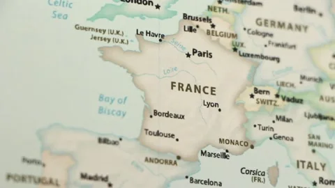 France on a Map (with Defocus) Stock Footage 89687029
