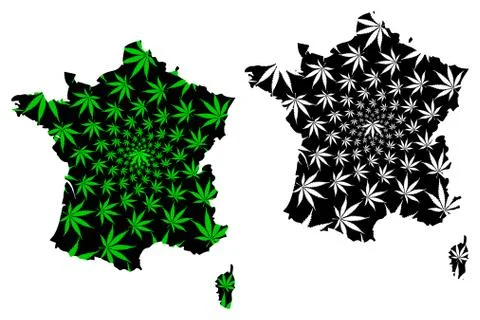 France - map is designed cannabis leaf Stock Illustration
