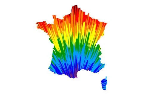 France - map is designed rainbow abstract colorful pattern Stockillustratie