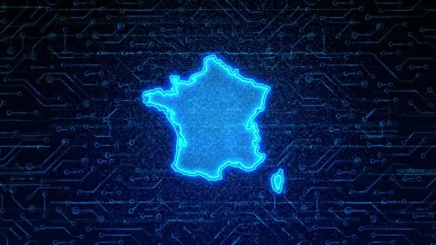 France Map Digital Technology Opener Stock-Footage 335081109