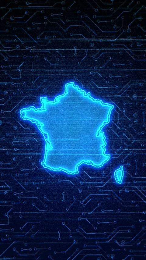 France Map Digital Technology Opener Vídeo Stock 336312072
