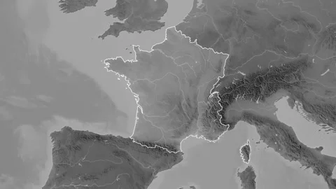 France map - drive. Border. Grayscale. Stock Footage 241819223