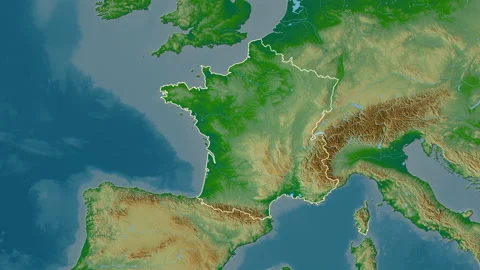France map - drive. Border. Physical. Stock Footage 147101120