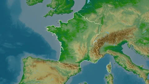 France map - drive. Border. Physical. Stock Footage 241819336