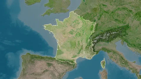 France map - drive. Border. Satellite. Stock Footage 241819188