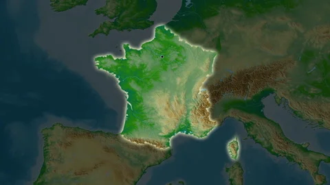 France map - drive. Glow. Physical. Stock Footage 176968811