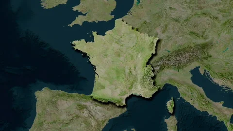 France map - drive. Shadow. Satellite. Stock Footage 273585992