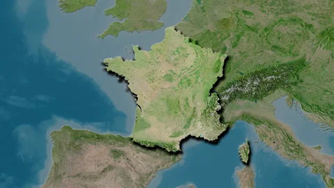 France map - drive. Shadow. Satellite. Stock Footage 273585994