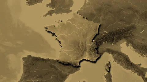 France map - drive. Shadow. Sepia. Stock Footage 273586085