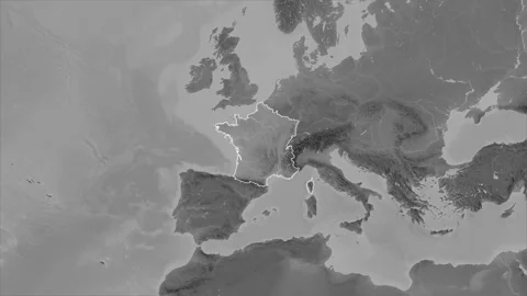 France map - extract. Border. Grayscale. Stock Footage 147117948
