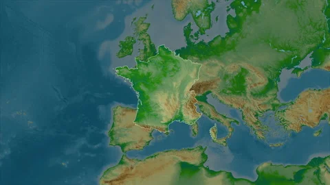 France map - extract. Border. Physical. Labels Stock Footage 221023183