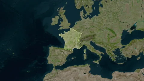 France map - extract. Border. Satellite. Stock Footage 147103012