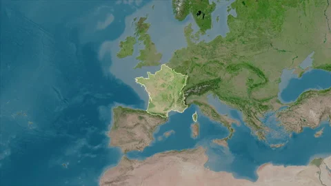 France map - extract. Border. Satellite. Stock Footage 147117140