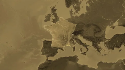 France map - extract. Border. Sepia. Stock Footage 273586318