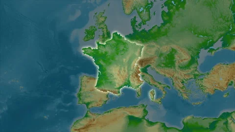 France map - extract. Glow. Physical. Stock Footage 147119717