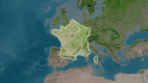 France map - extract. Glow. Satellite. Stock Footage 147103571