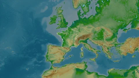 France map - extract. Regions. Physical. Stock Footage 147121616