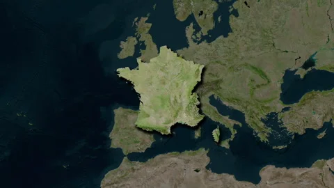 France map - extract. Shadow. Satellite. Labels Stock Footage 176969380