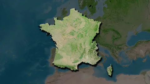 France map - extract. Shadow. Satellite. Stock Footage 273586213