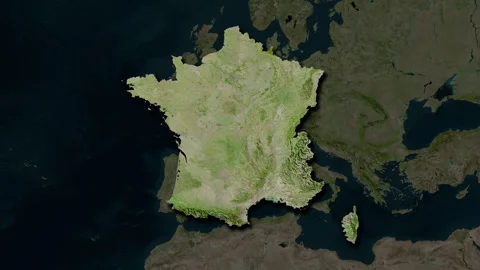 France map - extract. Shadow. Satellite. Labels Stock Footage 321305309