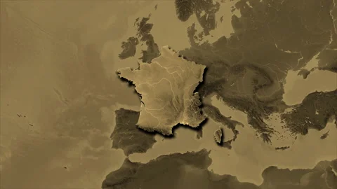 France map - extract. Shadow. Sepia. Stock Footage 147122160