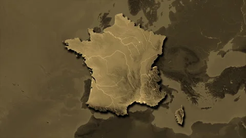 France map - extract. Shadow. Sepia. Stock Footage 273586321