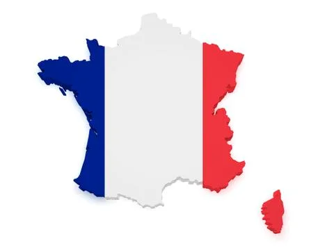 France map flag 3d shape Stock Illustration