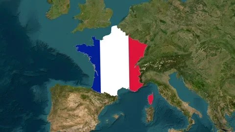 France Map with flag animation, Map france Stock Footage 302894927