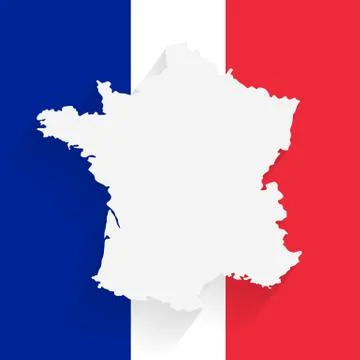 France map on flag background, vector Stock Illustration
