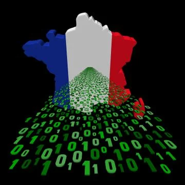 France map flag with binary foreground illustration Stock Illustration