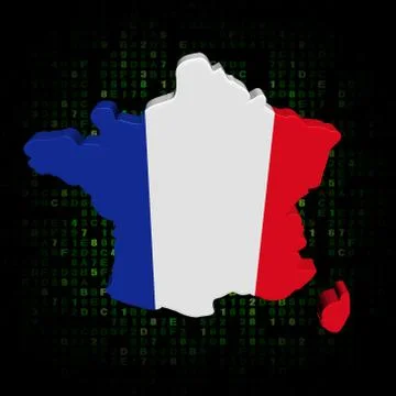 France map flag on hex code illustration Stock Illustration