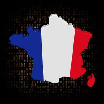France map flag on hex code illustration Stock Illustration
