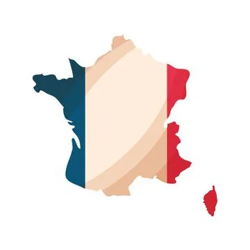 France map with flag Stock Illustration