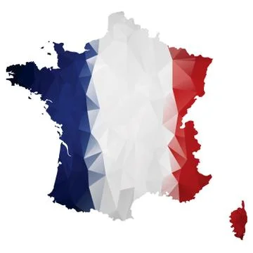 France map geometric polygonal design.Raster version Stock Illustration