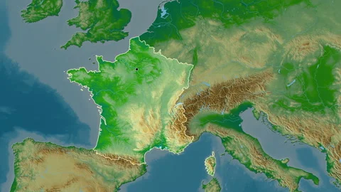 France map - glide. Border. Physical. Stock Footage 147138290