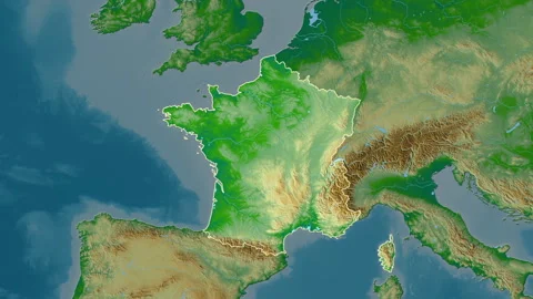France map - glide. Border. Physical. Stock Footage 241820287