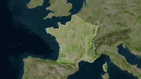 France map - glide. Border. Satellite. Stock Footage 147124828