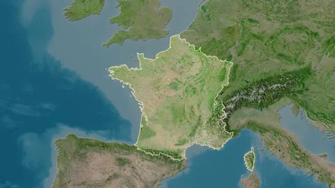 France map - glide. Border. Satellite. Stock Footage 147127292