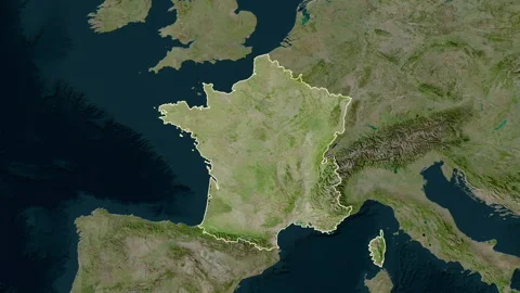 France map - glide. Border. Satellite. Stock Footage 241820092
