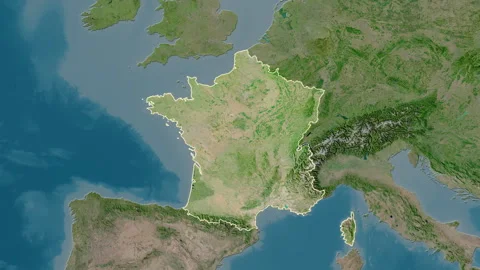 France map - glide. Border. Satellite. Stock Footage 241820159