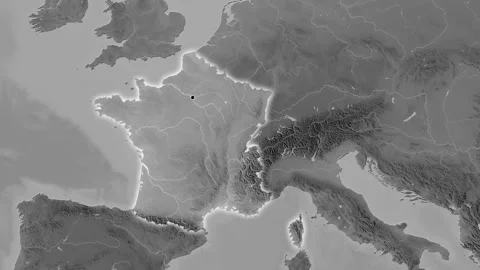 France map - glide. Glow. Grayscale. Stock Footage 147127309