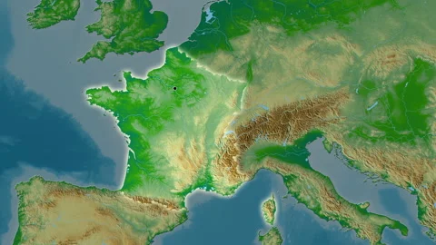 France map - glide. Glow. Physical. Stock Footage 147138094